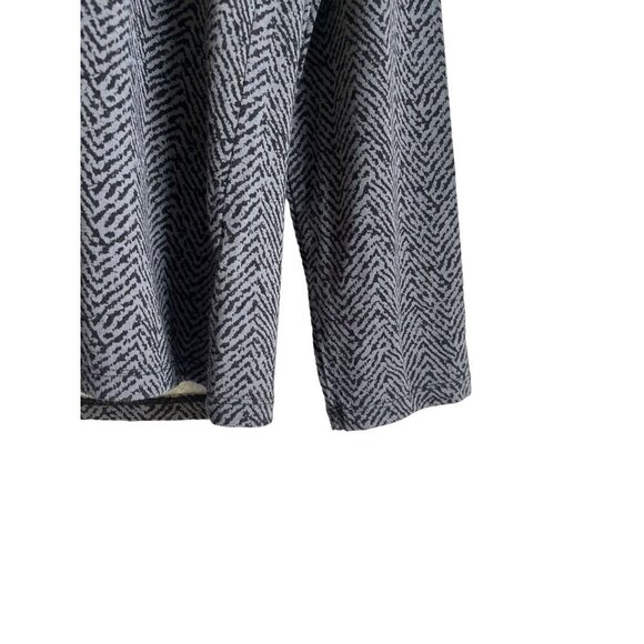 Talbots Size Large Gray Black Herringbone V-Neck Top Long Sleeve Rayon Blend - Picture 4 of 6